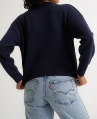 Callahan Present Crewneck Cardigan in navy - women's cardigan - detail view