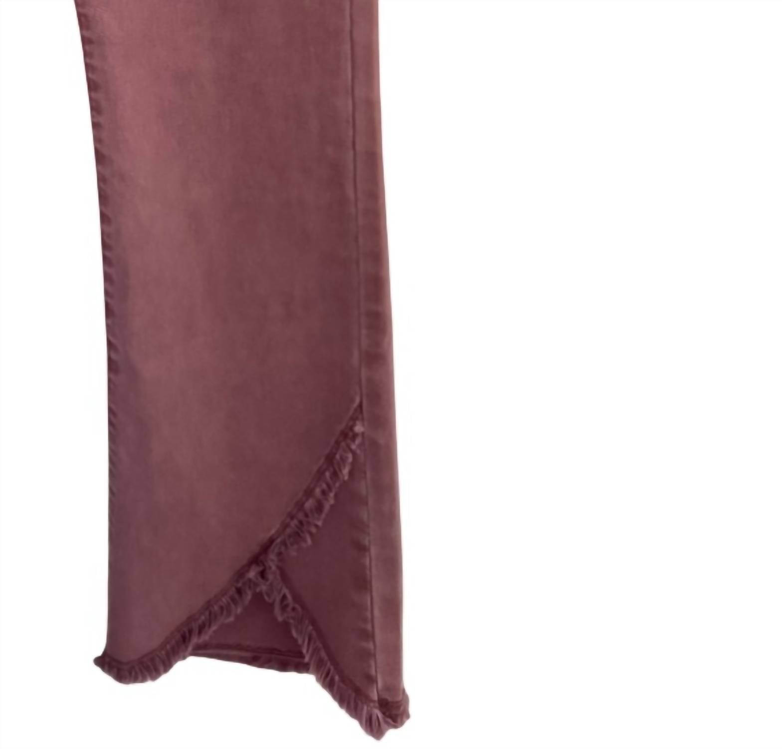 CHARLIE B Women's Fringed Ankle Pant in woodrose - women's pants - detail view