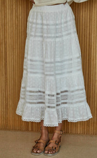 By Together - Eyelet Lace Tiered Maxi Skirt