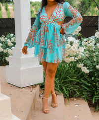 Surelymine - Angel Ruffle Cut-out Mini Dress