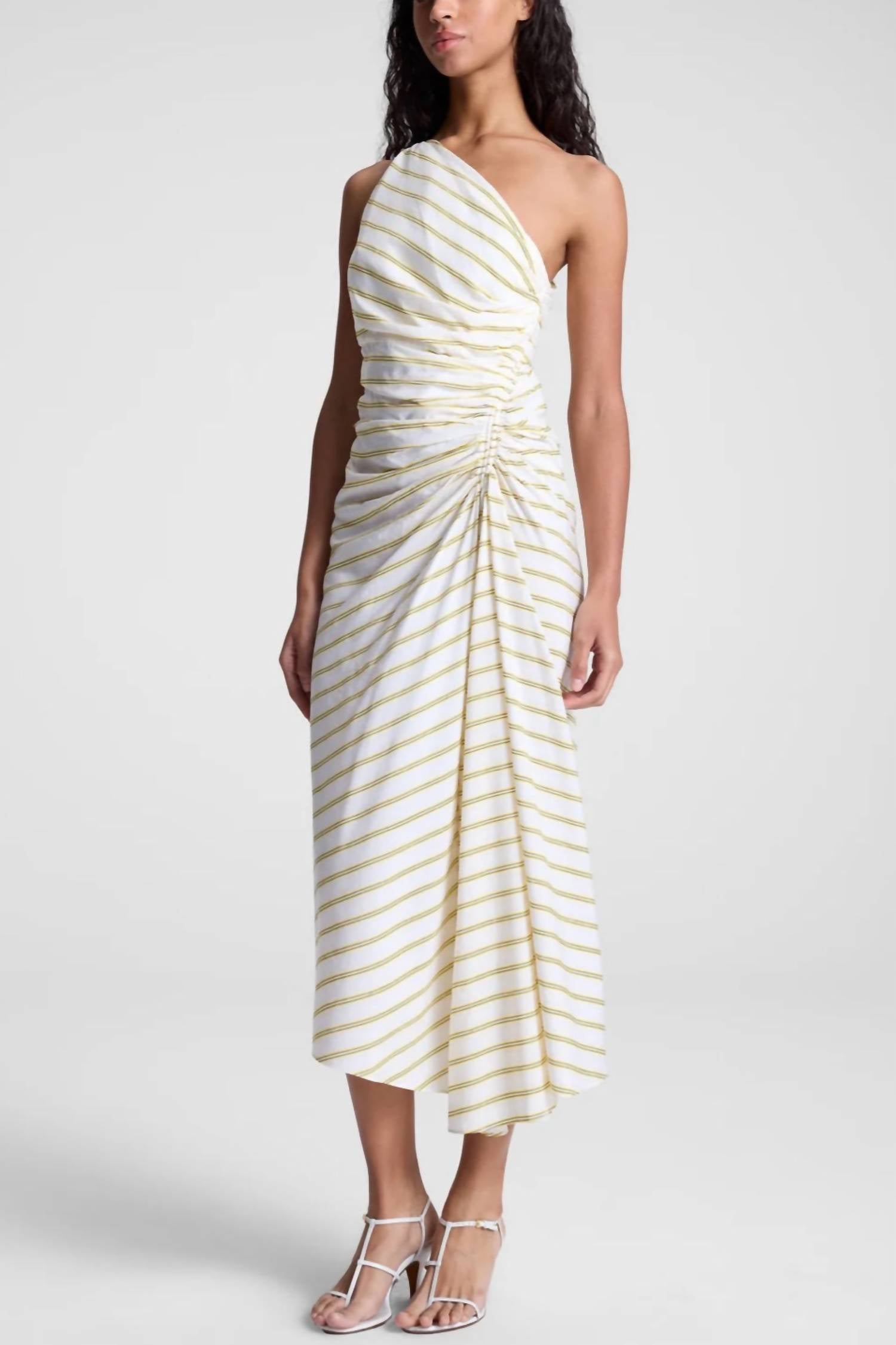 A.L.C. Carolyn Dress in canary stripe - women's dress - alternate view