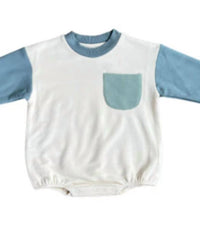 babysprouts Kid's Colorblock Romper in storm - kids' item - detail view
