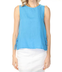 Charlie B - Side Ties Solid Linen Blend Sleeveless Top