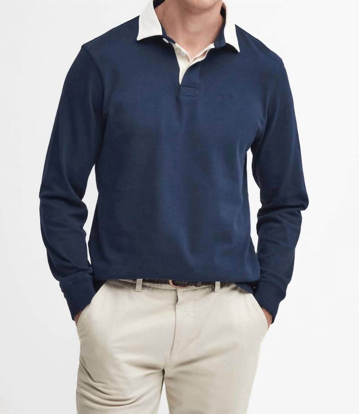 Barbour Howtown Rugby Shirt in navy - men's shirt - detail view