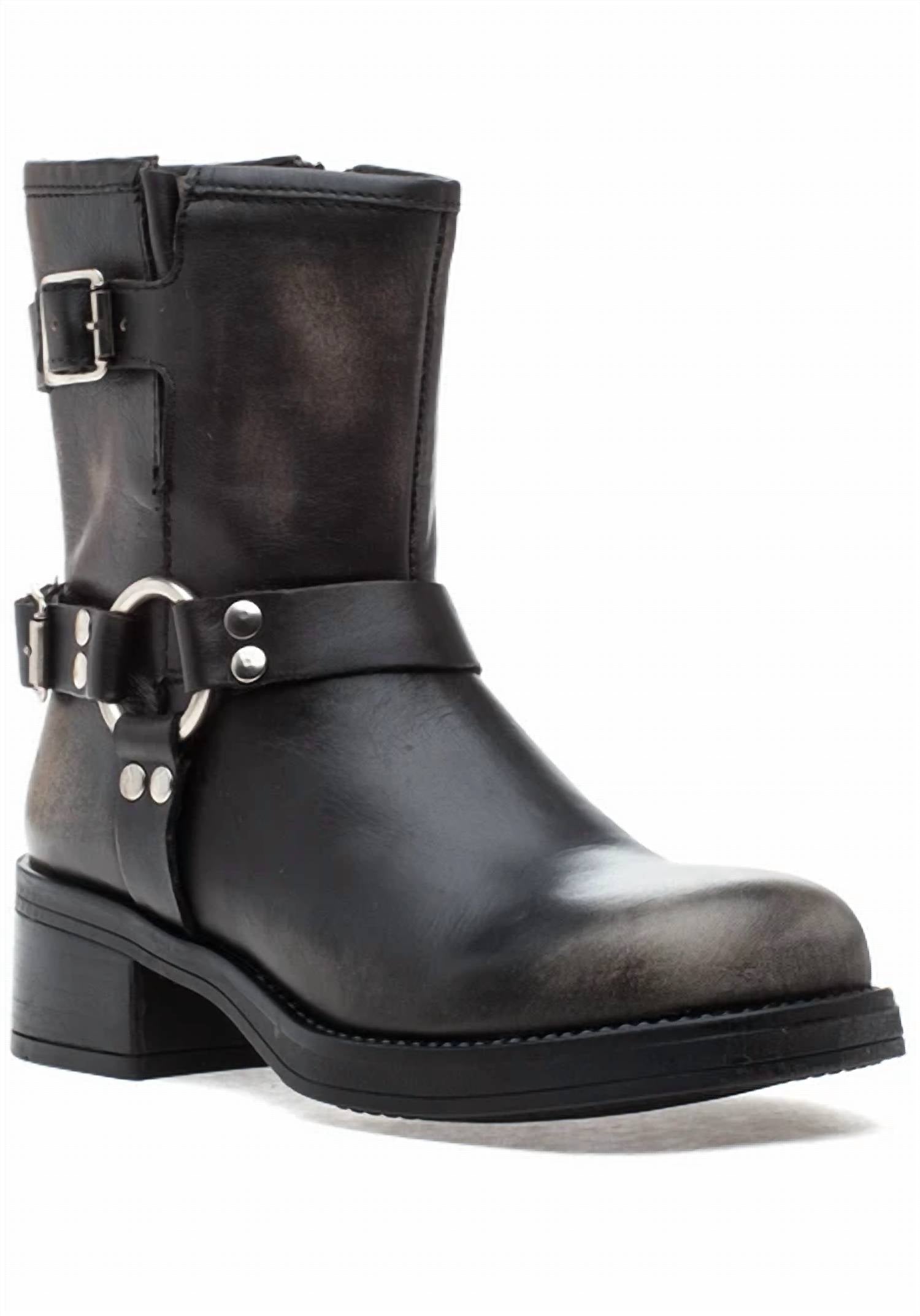 STEVE MADDEN Women's Brixton Bootie in distressed black - women's shoe - detail view