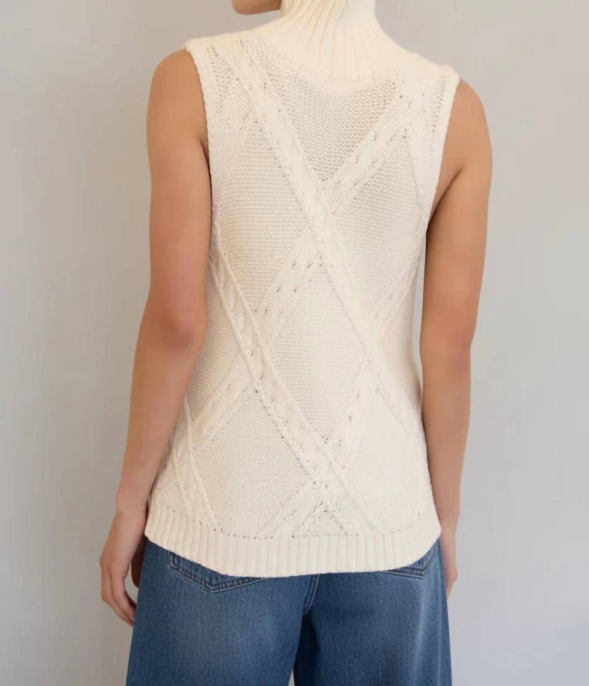 Sunday Edition - Christy Mock Neck Sleeveless Cable Sweater