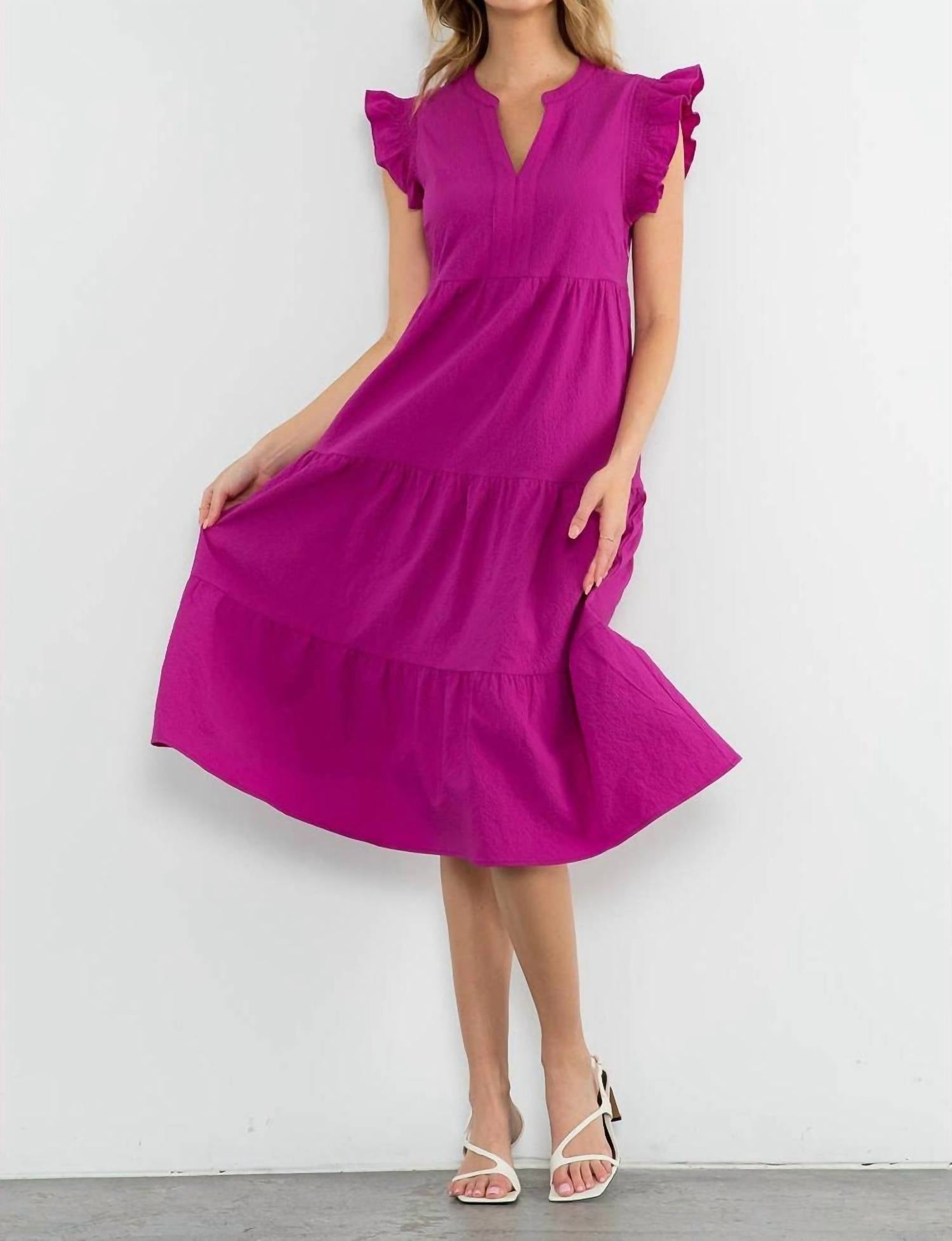 Thml - Ruffle Sleeve Tiered Midi Dress