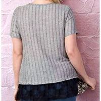 Vocal Apparel - Ribbed Lace Rhinestone Top - Plus