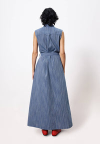 Frnch - Scarlet Stripe Button Collared Maxi Dress