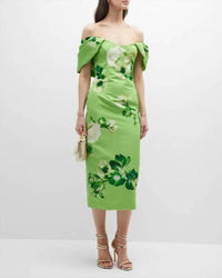 Monique Lhuillier - Off Shoulder Dress With Draped Arm
