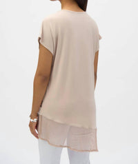 Joseph Ribkoff - Asymmetrical Foiled Mesh Top