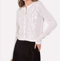 Autumn Cashmere - Mesh Cardigan With Floral Motif