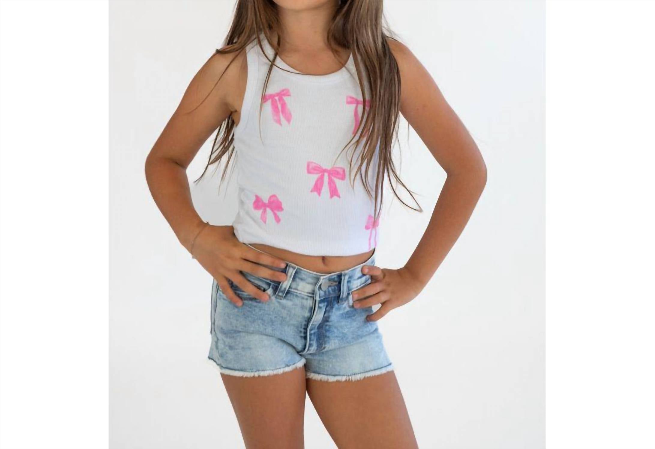 Flowers By Zoe - Girl's Printed New Bow Tank Top