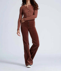 ASKK NY Brighton Wide Leg Velvet Jean in brown - women's jeans