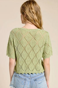 Mimosa - Baby Short Sleeve Pointell Knit Cardigan