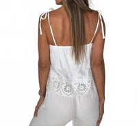 bobi Square Neck Tie Cami Top in white - women's shirt - alternate view