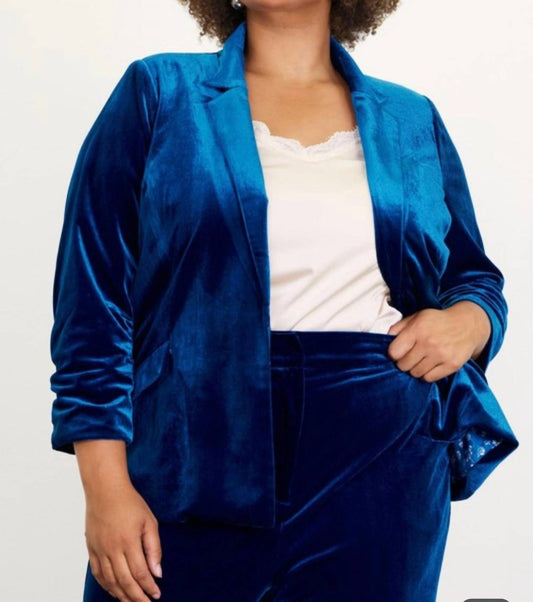 Skies Are Blue - Velvet Ruched Blazer