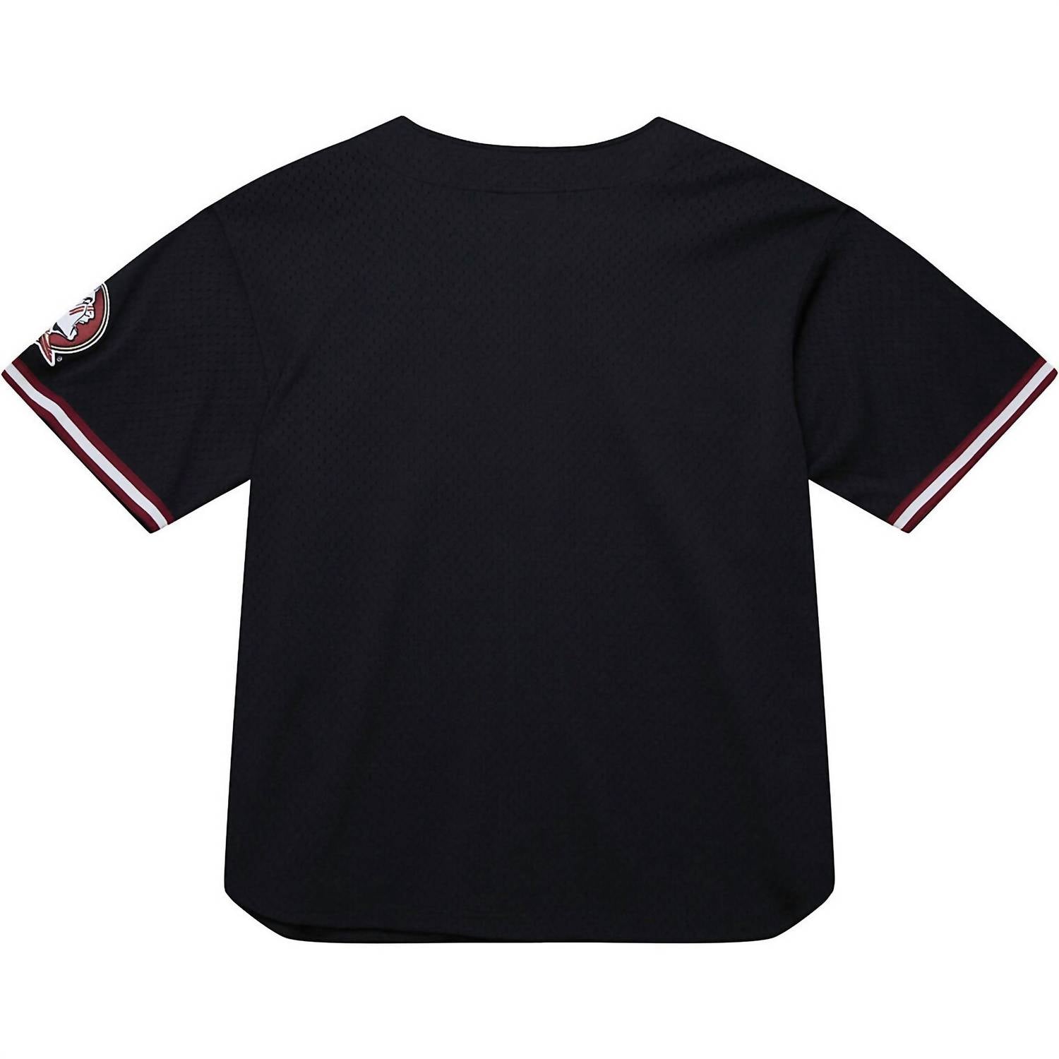 Mitchell & Ness Men’s Fsu Seminoles Mush Button-up Jersey Shirt - Plus in black - men's t-shirt - detail view
