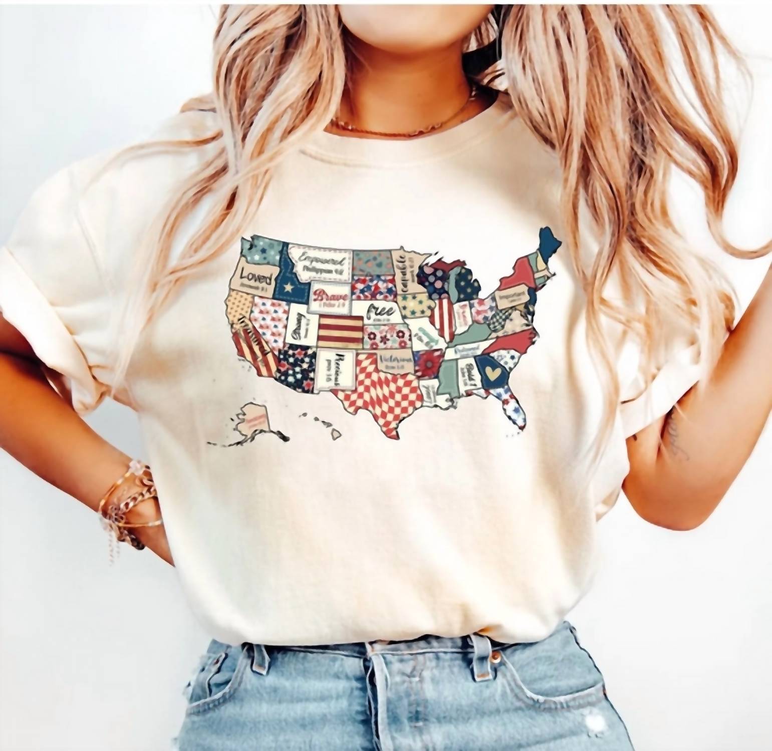 Boho Bloom Emporium - America Usa Map 4th Of July Shirt
