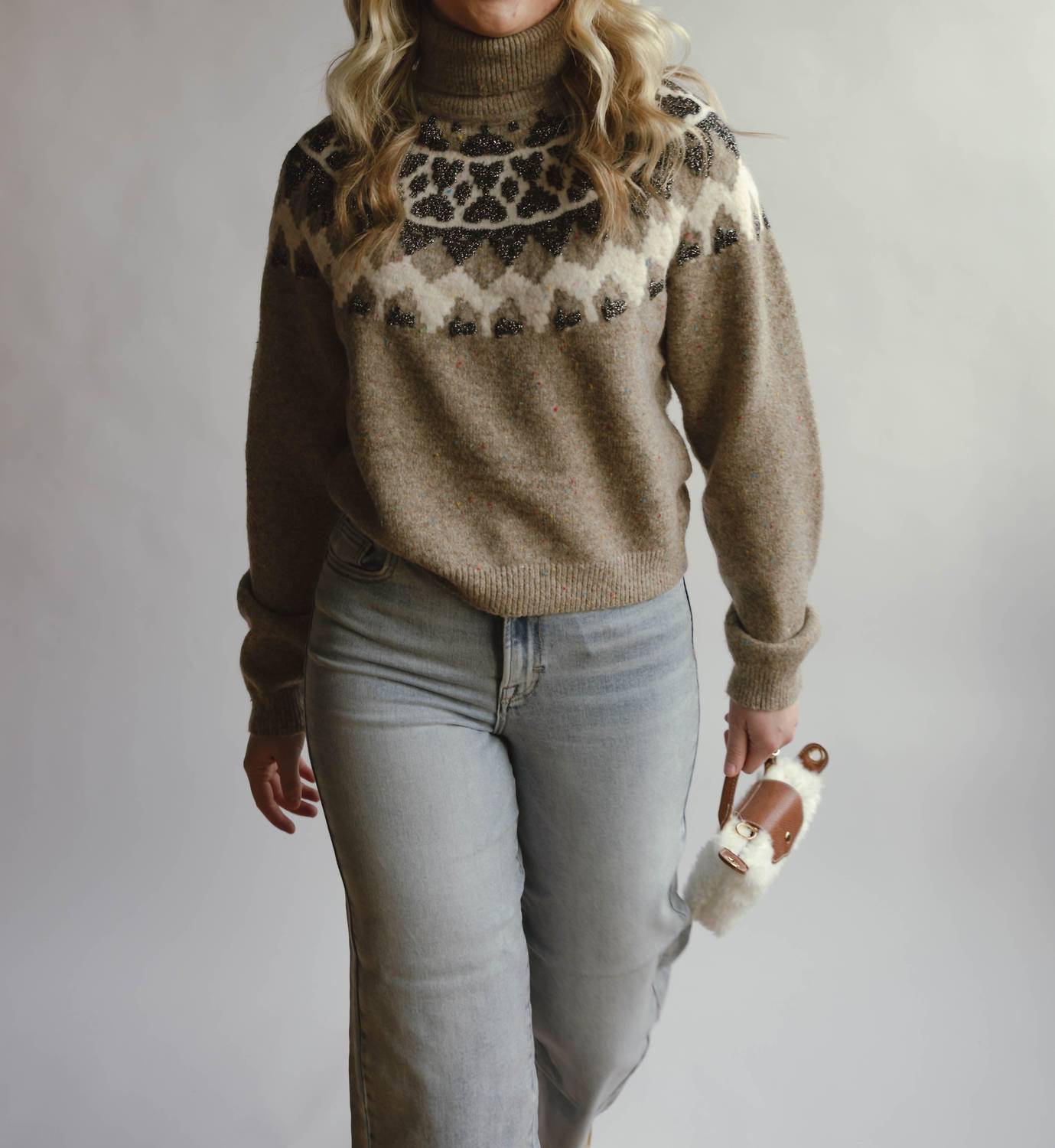 SKIES ARE BLUE Eve Turtleneck Sweater in brown multi color - women's sweater - view 4