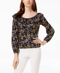 Michael Michael Kors - Women's Metallic Print Peasant Top