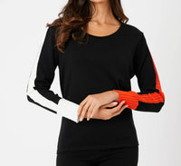 French Kyss - Braided Sleeve Scoop Neck Top