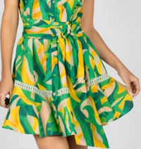 Sincerely Ours Cara Dress in green tropical - women's dress - detail view