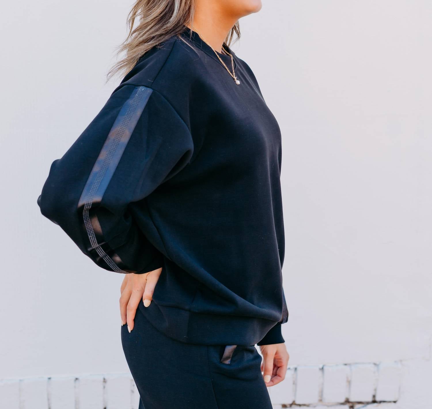 Esqualo - Modal Sweatshirt With Rhinestone Trim