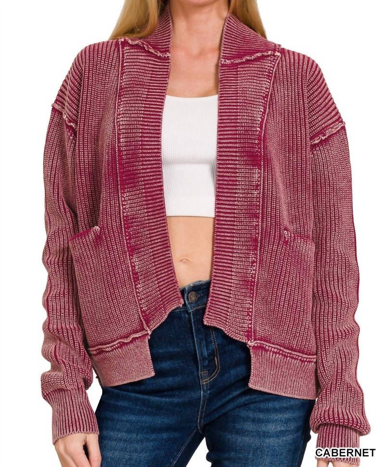 ZENANA Livin' on the Edge Jacket in cabernet - women's jacket