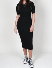 Enza Costa - Silk Rib Half Sleeve Midi Dress
