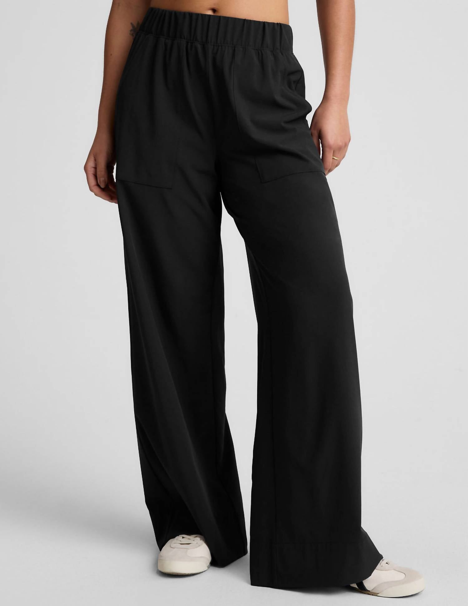 BEYOND YOGA Women’s Easy Wide Leg Pant in true black - women's pants - detail view