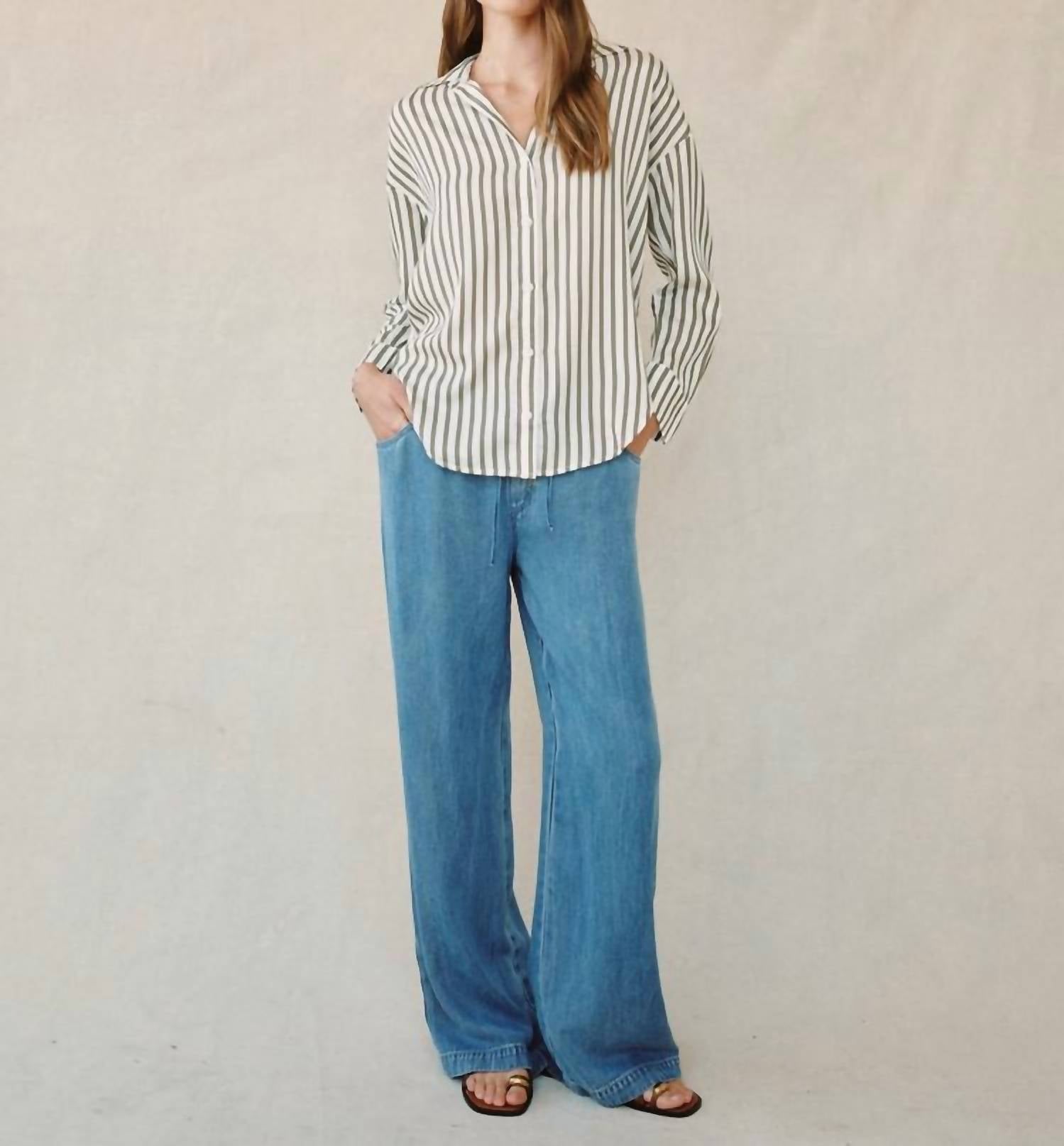Bella Dahl - Oversized Button Down Stripe Blouse