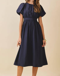 TCEC Puff Sleeve Midi Dress in navy - women's dress - view 4