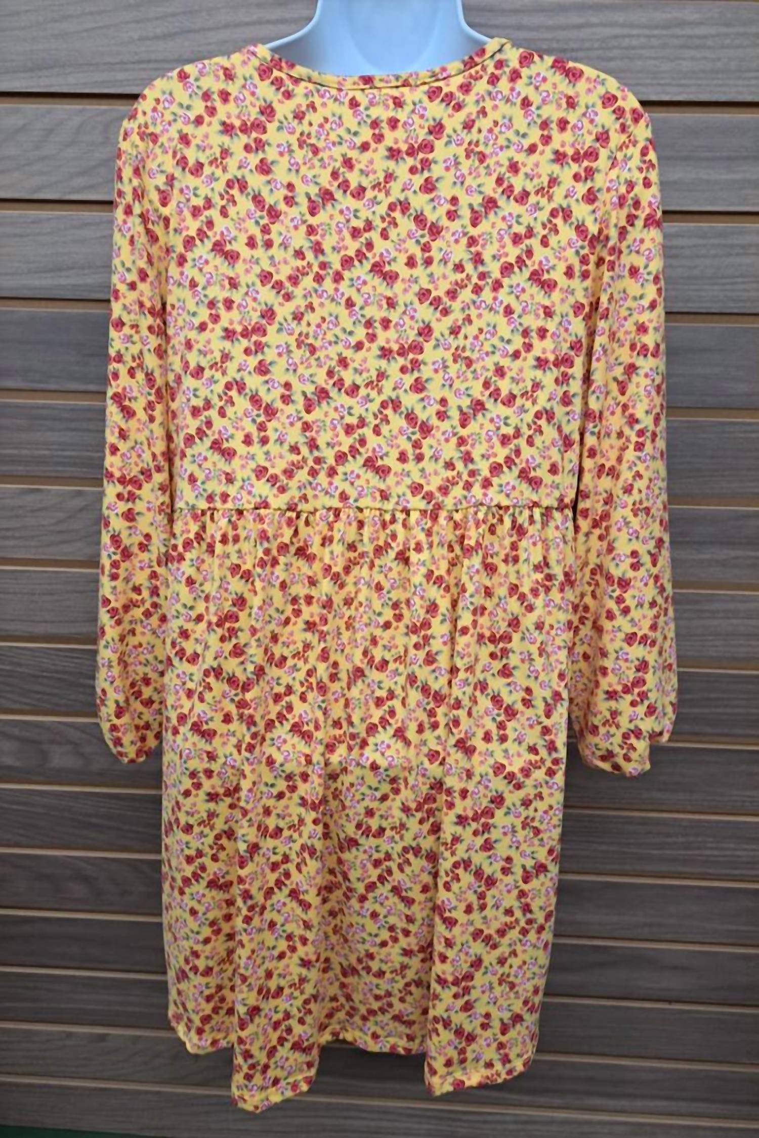 Perfect Peach - Women's V Neck Baby Doll Floral 3/4 Sleeve