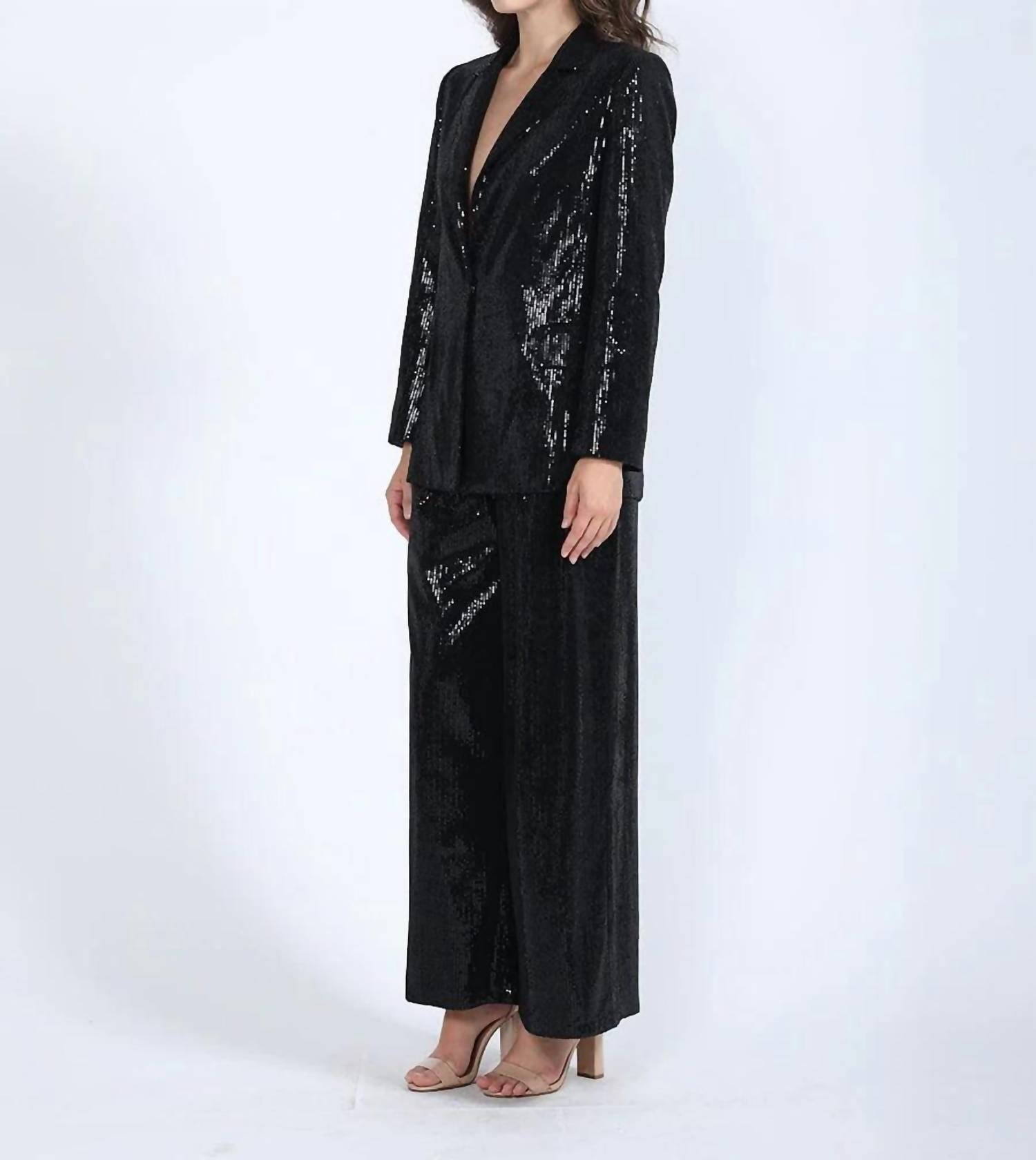 Gracia - Sequin Embellished Long Sleeve Blazer