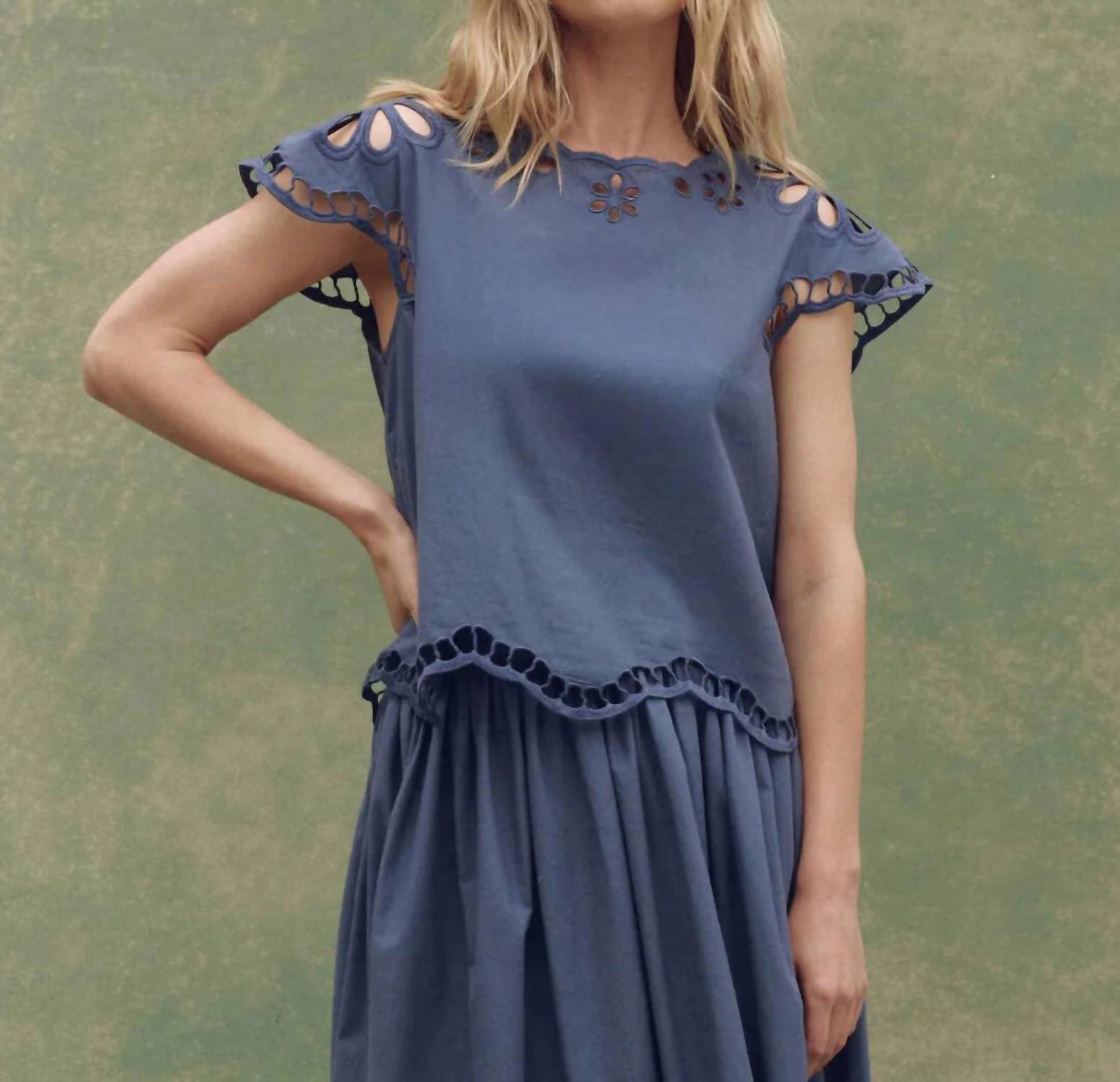 The Great. - Super Bloom Eyelet Top