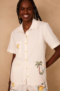 Dress To - Tropical Embroidered Shirt Top