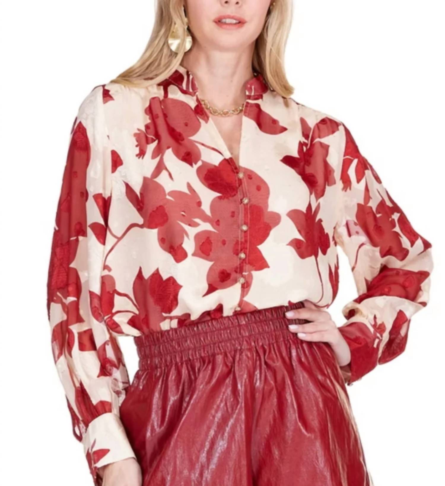 Joy Joy - Autumn Serenade Front Split Buttons Top