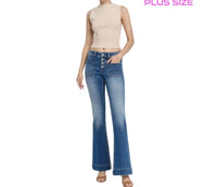 Vervet By Flying Monkey - Gleefully Plus Size Mid Rise Trouser Hem Flare Jeans