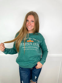 Oat Collective - Pumpkins Long Sleeve Graphic Crewneck Sweatshirt