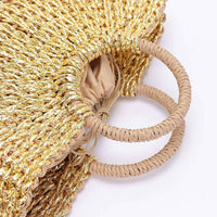 3Am By H&D Accessories - Women's Metallic Faux Straw Tote Bag With Pouch