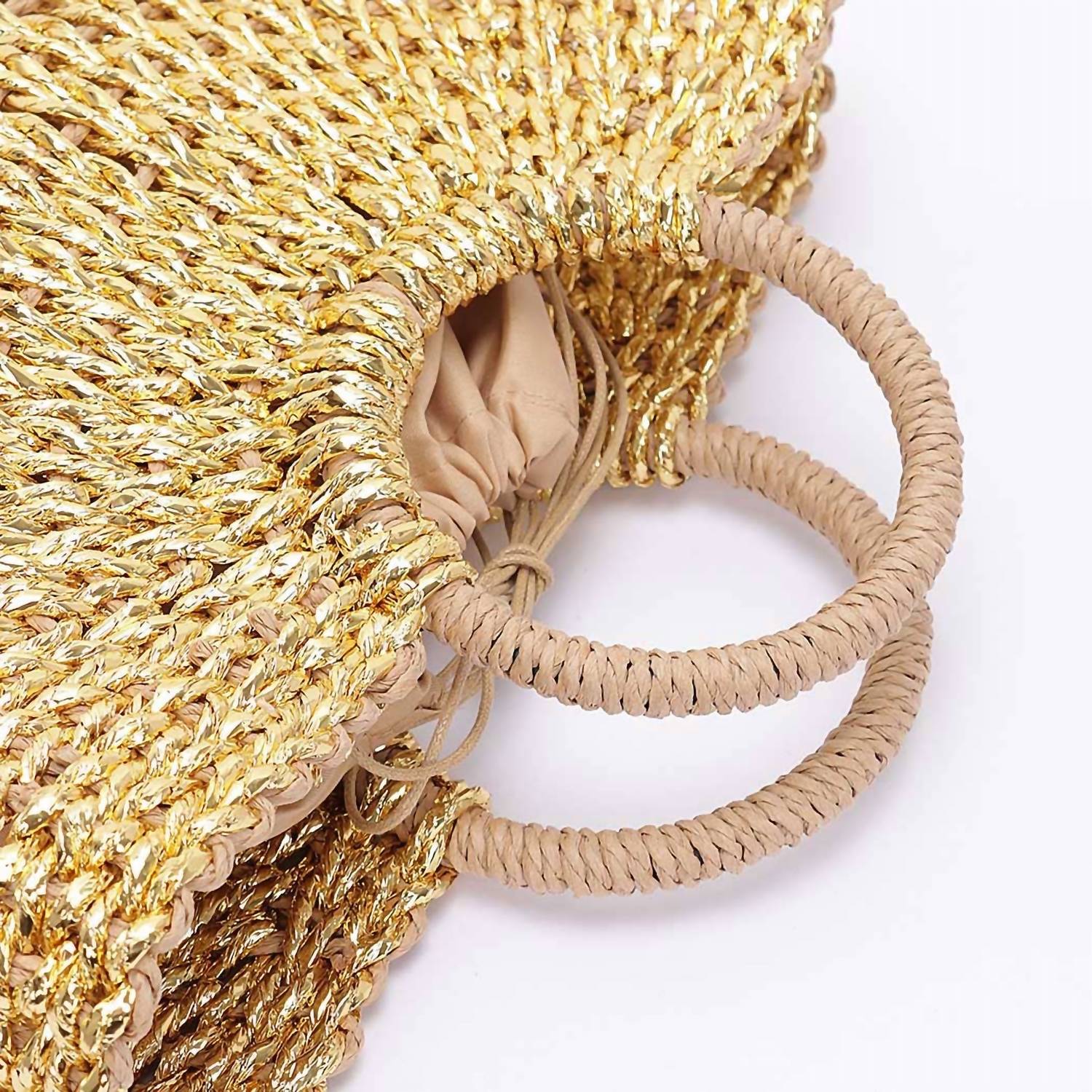3Am By H&D Accessories - Women's Metallic Faux Straw Tote Bag With Pouch