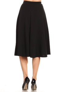 Moa Collection - Women's Solid Basic Casual Midi Skirt