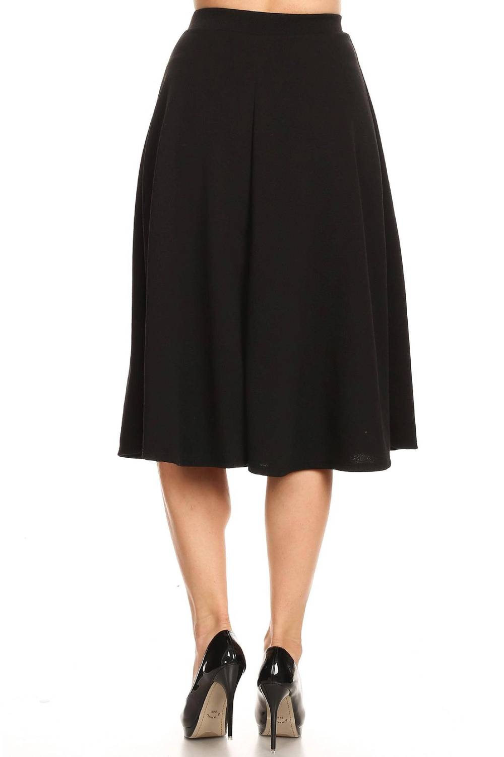 Moa Collection - Women's Solid Basic Casual Midi Skirt