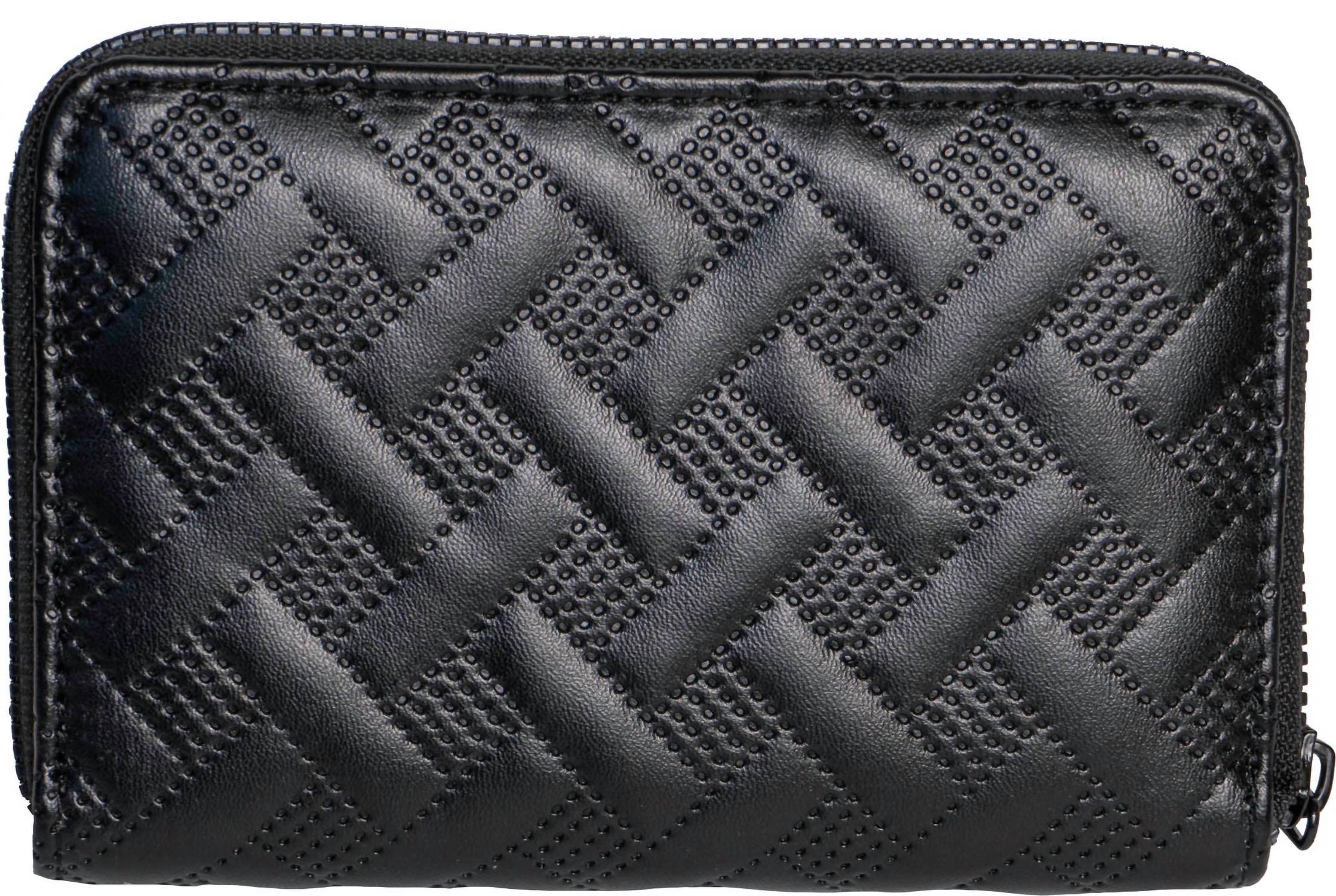 Rebecca & Rifka - Women's Smooth Basket Weave Quilt With Medallion Zip Indexer Wallet