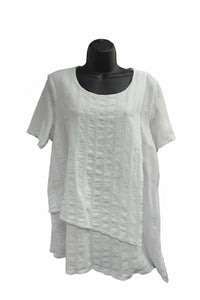 Focus Fashion - Twist Mesh Jaquard Double Layer Top