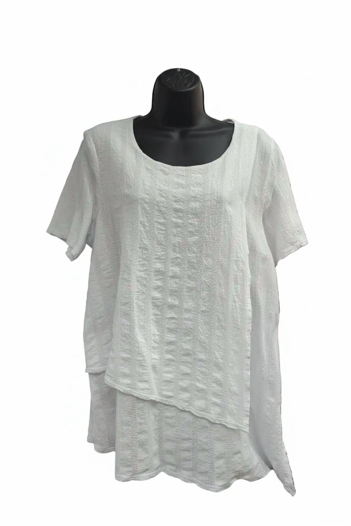 Focus Fashion - Twist Mesh Jaquard Double Layer Top