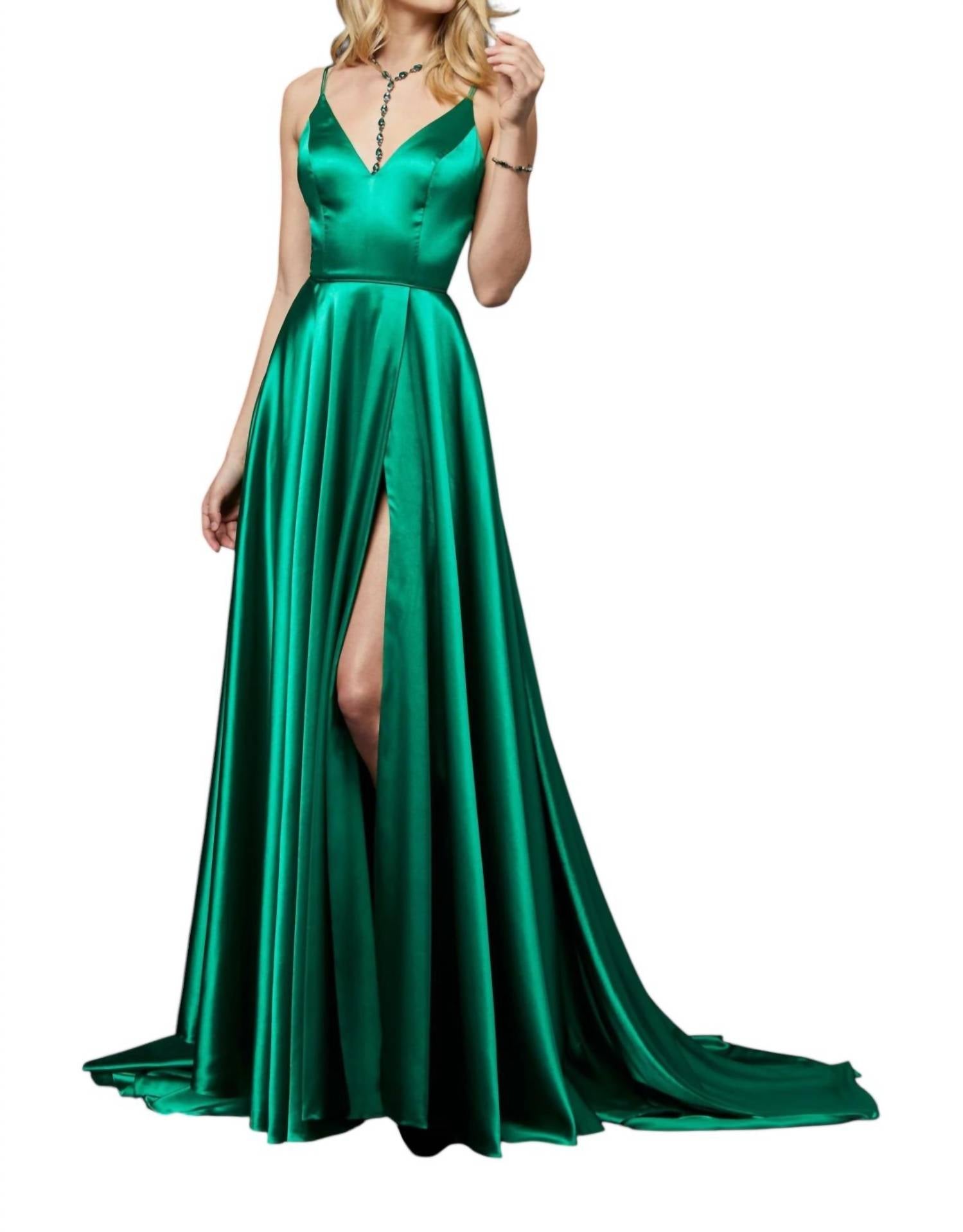 Sherri Hill - Silk Charmeuse Gown With Slit