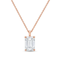 Diana M Jewels - 1.00 Ct Lab-grown Emerald Diamond Pendant Necklace With Solid Bail