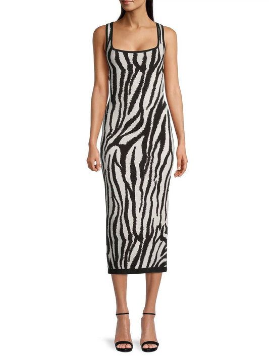 Toccin - Kendall Zebra Bodycon Square Neck Dress
